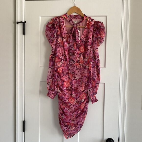 NEW For Love and Lemons Cheyenne Pink Floral Mini Dress XS - Picture 12 of 15
